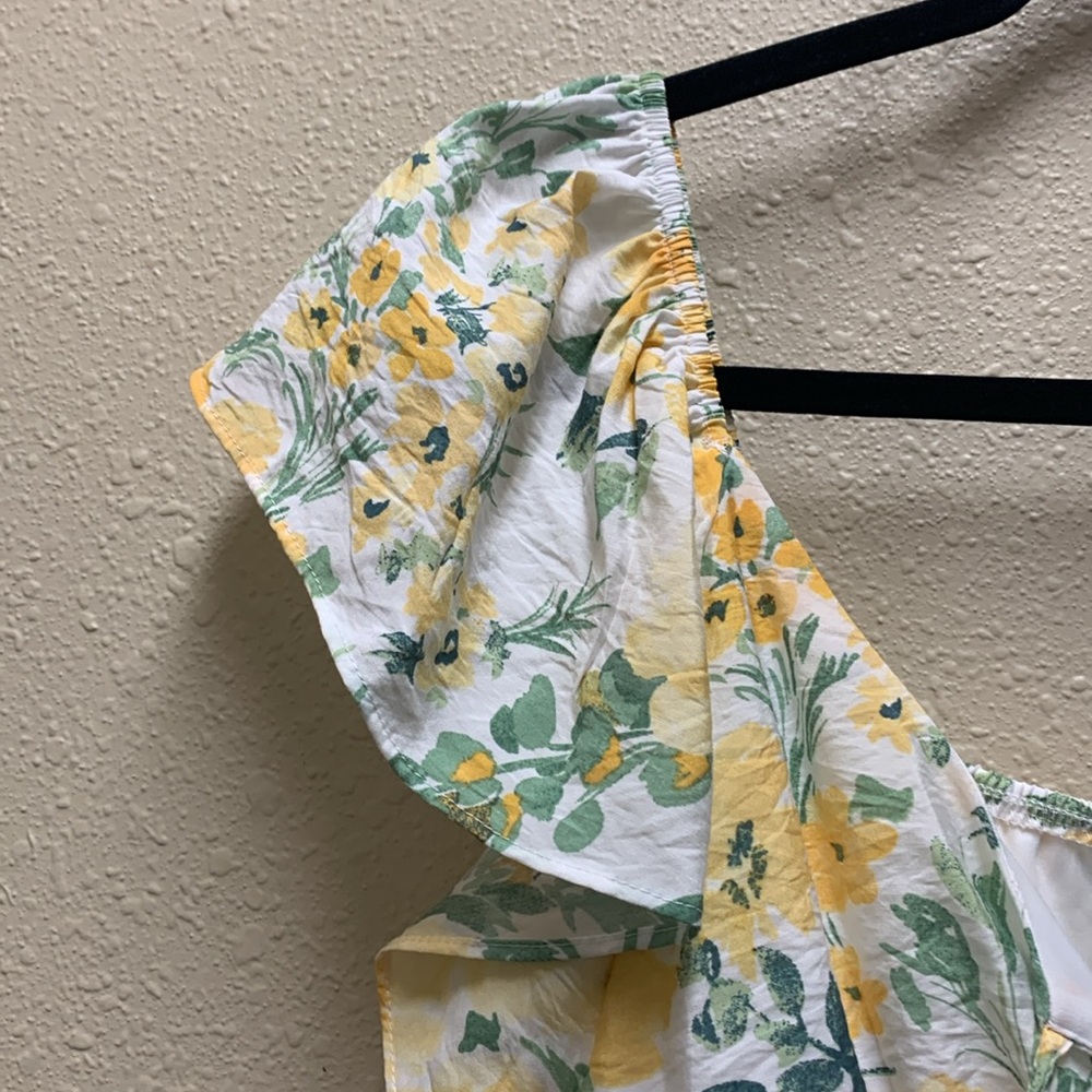 RACHEL ZOE Flutter Sleeve Tie Front Yellow Floral Maxi Dress Size Large - Picture 7 of 13